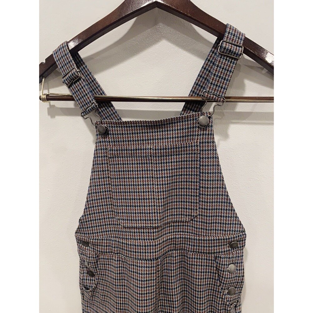 Zara Little Girls Houndstooth Pattern Overalls in Gray/Brown Size 9 - Picture 3 of 7